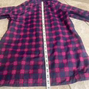 Burton Womens Plaid Hooded Rain Jacket Pink Navy Blue Mesh Lined Pit Zips Sz SM thumbnail 7