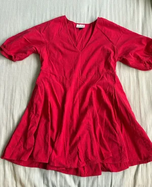 Universal Threads Red V-Neck Fit & Flare Dress thumbnail 1