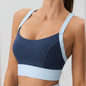 Berlook Activewear Navy Contrast U Neck Sports Bra - Light Support thumbnail 1