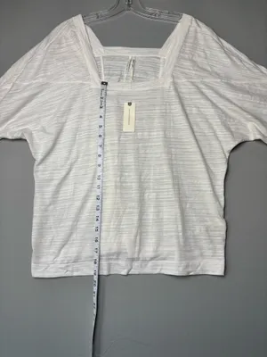 Anthropologie White Slub Knit Square Neck Top Size Large NWT thumbnail 5