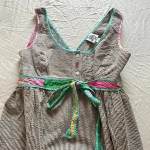 Ivy Jane Striped Patchwork Peekaboo Pleat Dress Size Small artsy prairie cotton thumbnail 3
