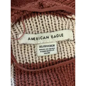 American Eagle Cardigan Sweater Womens XS Brown Checkered V Neck Button Front thumbnail 7