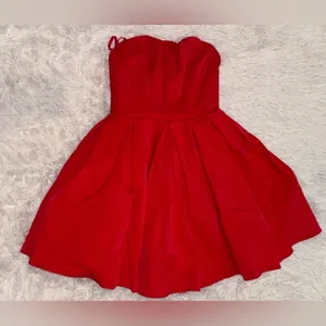 NWOT House of Cb Emmanuela red Tomato Strapless Corset Fit & Flare Mini sz XS thumbnail 7