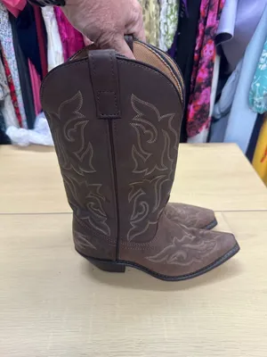 Laredos Women’s Brown Leather Lea Vamp Fox Western Boots Size 7W EUC thumbnail 3