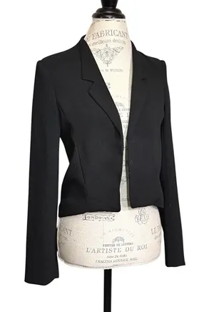 ‘I L❤️VE’ Black Cropped Blazer Sz S thumbnail 1