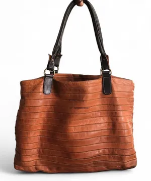 IL DUCA Italy Brown Leather Hobo Shoulder Hand Bag Purse Large Tote Carry All Cognac thumbnail 1