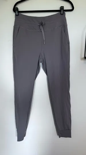 Halara Gray Plush High Waisted Drawstring Pocket Plain Full Length Pants Large thumbnail 1