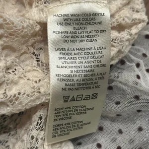 Free People Lace Crop Top Large Cream Brown Polka Dot Ruffle Romantic Shabby thumbnail 8