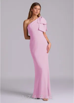 Azazie Candy Pink Chiffon Dress thumbnail 3