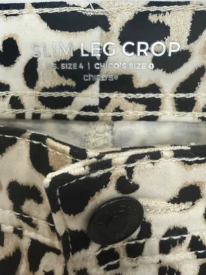 Chico's Girls Leopard Print Capri Jeans - Black, Cream thumbnail 2