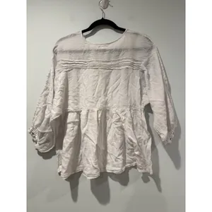 World Market Sheer Top Womens S/M White Boho Cottage 100% Cotton Travel Vacation thumbnail 2