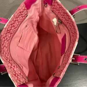 Coach Rare Limited Edition Pink White Zebra Patchwork Tote Shoulder Bag Purse thumbnail 10