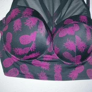 Torrid 2X Super Sexy Mesh Straps Black Red Pineapples Bra thumbnail 2
