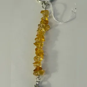 Handmade Yellow Tumbled Glass Chip & Hematite Cross Charm Keychain In Gift Box thumbnail 3