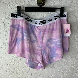 Juicy Couture | 2 Set Shorts Black & Lilac Swirl NWT Size M thumbnail 1