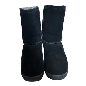 Rj's Fuzzies Black Sheepskin Boots Sz 6 Sherpa lined Genuine Suede Winter‎ Cozy thumbnail 2