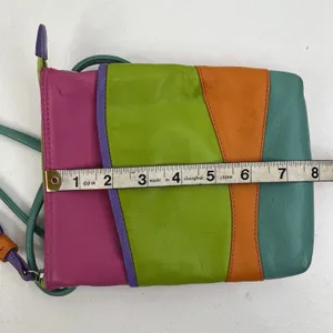 ILI New York Small Crossbody Bag Multi Color Patchwork Leather Tassel Boho Mini thumbnail 10