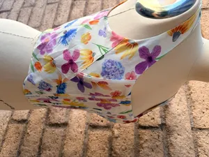 Amazon | White Multicolor Floral Boned Corset Crop Top | L thumbnail 3