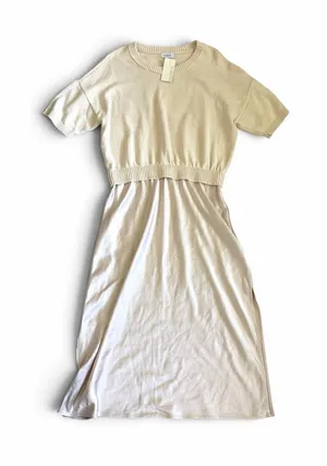 Evereve Wendy Two-Fer Dress In Champagne thumbnail 1
