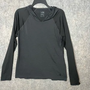 The North Face Woman Size Large Flashdry lightweight‎ black hooded pullover thumbnail 1