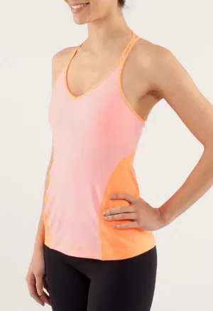 Lululemon Surya Pink Orange Strappy Back Athletic Yoga Tank Top Women’s Size 10 thumbnail 1