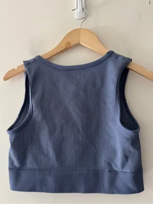 OFFLINE By‎ Aerie Ribbed Recharge Least Support Blue Sport Bra thumbnail 3