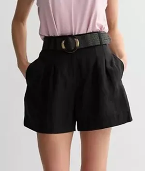 NWT Nine West Black Pleated Shorts W Belt Size US S thumbnail 1