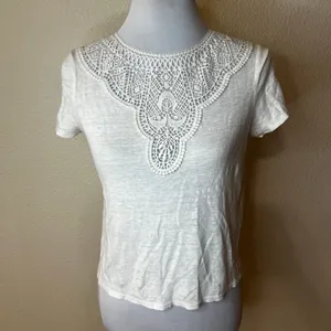 Sézane T-Shirt in Ecru Lightweight slub knit linen WOMENS XS thumbnail 2