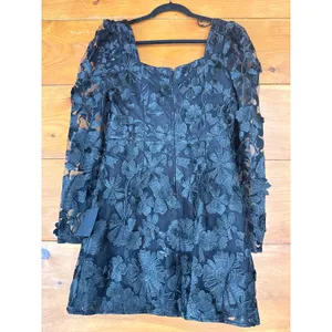 NWT Lulus Masterfully Eloquent Black 3D Floral Mini Dress Party Cocktails Sz M thumbnail 6