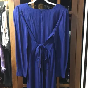 Vintage 80s Royal Blue Prairie Dress Modest Long Sleeve Size 12 Woman’s Large XL thumbnail 9