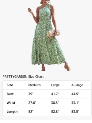PrettyGarden One-Shoulder Green Floral Maxi Dress Size Medium‎ thumbnail 6