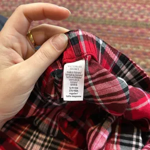 Victorias Secret Red Christmas Plaid Flannel Pajama Pants Lounge thumbnail 2