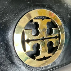 Tory Burch Black Leather Logo Clutch Handbag Evening Bag thumbnail 9