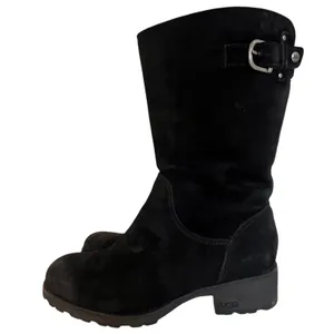UGG Australia Boots Womens 8 Black Suede‎ Shearling Lined Buckle Moto Lug Sole thumbnail 3
