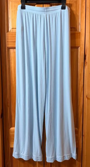 NWOT Comfrt Luna Lounge Pants XL Sky Baby Blue Wide‎ Straight Leg Drawstring thumbnail 1