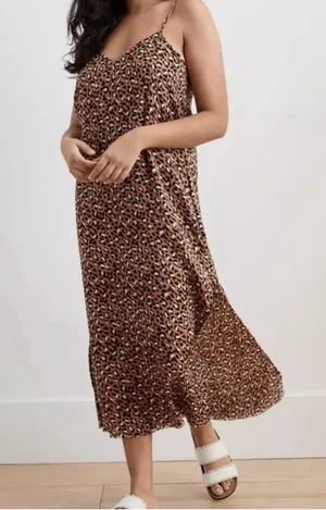 Aerie Leopard Print Maxi Slip Dress With Front Slit thumbnail 1