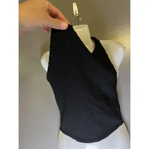 PrettyLittleThing Tank Top Womens 8 Black Textured Halter Cropped Stretch thumbnail 4