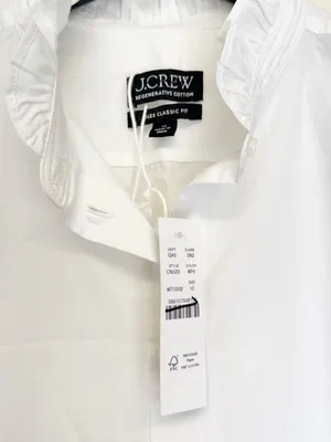 NWT J. CREW Jules Ruffle Collar Shirt Cotton Poplin White thumbnail 6