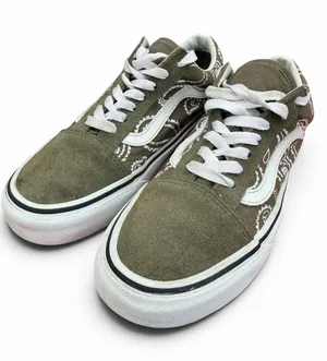 Vans Old Skool Paisley Sneakers Olive Brown‎ White Women’s 6 thumbnail 1