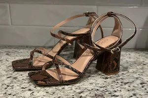 Coconuts by Matisse Brown Snake Print Heels thumbnail 1
