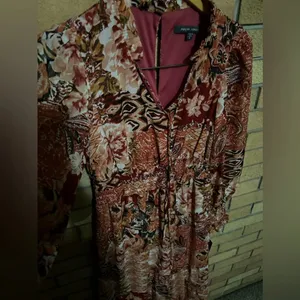 NWT Julia Jordan Floral Smocked Maxi Dress Long Sleeve Red Size 4 thumbnail 5