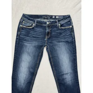 Miss Me Womens Skinny Jeans Medium Wash Embroidered Mid Rise Sz 31 thumbnail 2