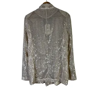 NWT Vine & Love Sequin Double Breasted Blazer Gold Glam Party Going Out Size S thumbnail 5