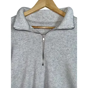 Abercrombie & Fitch AF Lounge Gray Ribbed Quarter Zip Pullover Sweatshirt Sz S/M thumbnail 5