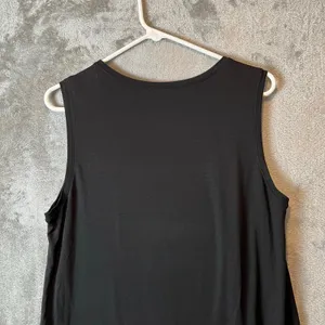 Eileen Fisher Black Tencel Jersey Drop Waist Mini Dress Size Medium‎ Minimalist thumbnail 3