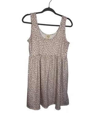 ✨🤎 Fantastic Fawn Leopard Print Babydoll Mini Dress‎ Small Soft Stretch 🤎✨ thumbnail 2