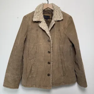 VTG 90s y2k Braetan Women Sherpa Lined Corduroy Jacket‎ Large Brown Western Boho thumbnail 1