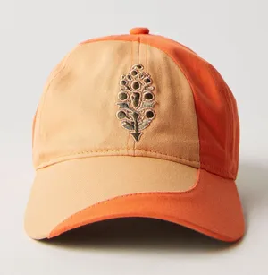 NWT FP Movement by Free People Orange and Olive Embroidered Logo Cap thumbnail 1