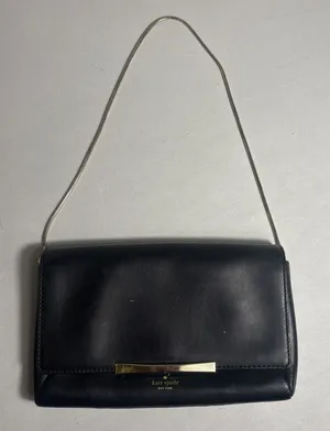 Kate Spade Black Leather Hanley Camden Way Shoulder Bag Gold Strap Purse‎ READ thumbnail 1
