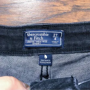 A&F • Simone High Rise Short black stretch denim cutoffs rolled hem cuffed thumbnail 5